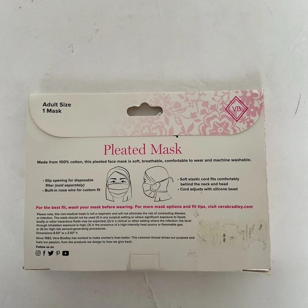 Vera Bradley NWT cotton face mask. OSFA
